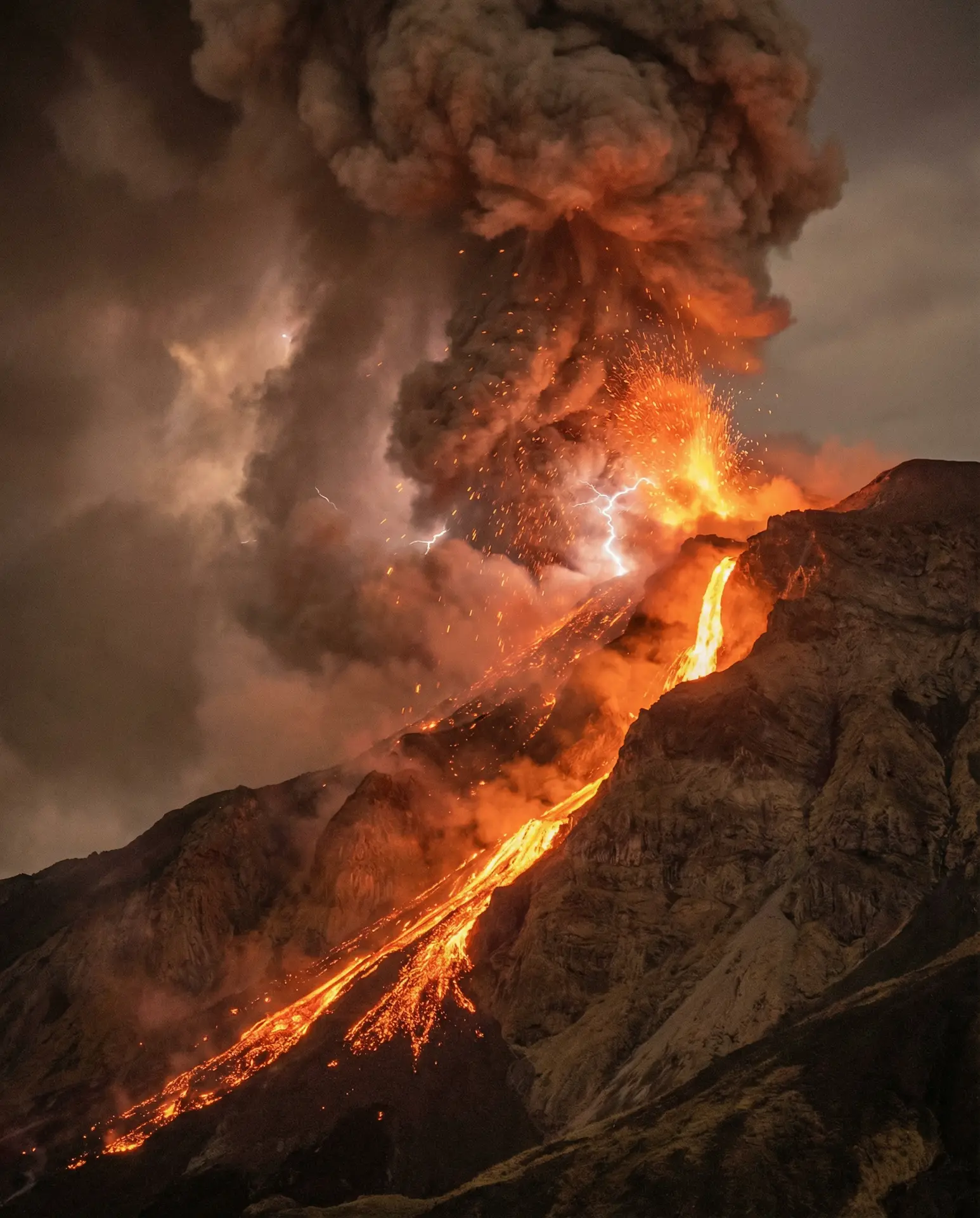 火山喷发壮观场景 - 日本女优 自然奇观